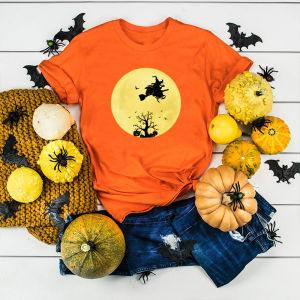 Happy Halloween Áo Thun Cotton Dành Cho Người Lớn Và Trẻ Em Thời Trang Chủ Đề Phù Thủy Tay Ngắn Uni Tee Cho Mùa Thu