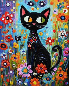 Acrylic Paint By Numbers Night Black Cat Pattern Painting By Numbers on Canvas Coloring By Number for Adults Paint Digital Art