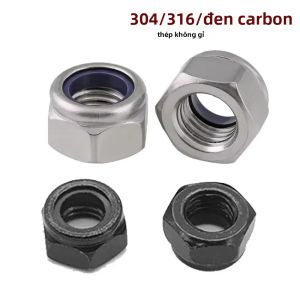 Bộ Ốc Vít Nylock M2-M16 Thép Không Gỉ 304/316 Màu Đen Lục Giác Có Chốt Nylon Tự Khóa Dùng Cho Đồ Gỗ Ốc Vít Ren Tự Khóa