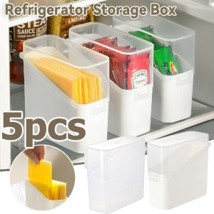 5pcs Fridge Side Door Fresh-keeping Box / Flip-top Snap-on Type Container / PP Transparent Storage Box with Lid / Tea Bag Cheese Small Item Storage Box