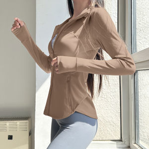 Cloud Shell Zipper Collar Long Slim Fit Yoga Top Womens Running Training Fitness Clothes Sportswear Casual Outerwear