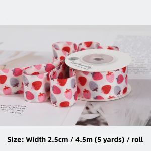 NingChu Ribbon | Strawberry Print Double-sided Ribbon
