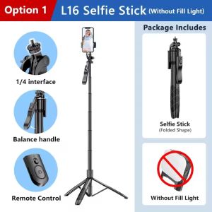 L16 Wireless Selfie Stick with 1/4“ Screw Handle Stable Umbrella Structure Tripod Stand for iPhone Android 1.6m Super Long Pole