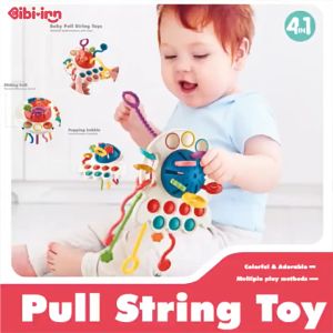Baby Sensory Toys Toddler Teething Toys Montessori Pull String Activity Toy Food Grade Silicone Toy