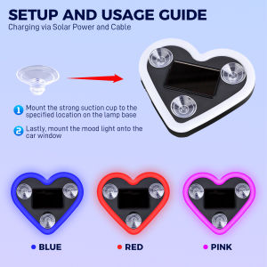 INEYES Solar Triangle Window Heart-Shaped Light Emitting Heart-Shaped Atmosphere Light Interior Wiring Free LED Atmosphere Light