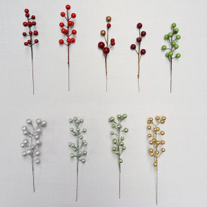 Red Berries Artificial Flowers Christmas Decoration Winter Ivy Intimacy Red Bean Branch Golden Fruits Handmade Materials Photography Props
