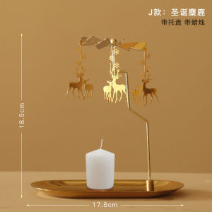 INS Creative Revolving Scenic Lantern Rotate Candle Holder American Minimalist Modern Young Adult Wrought Iron Glass Candlelight Dinner Props