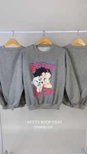 Sweater Crewneck Wanita Oversize Premium Warna Grey