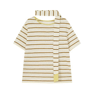 Color Block Striped Peter Pan Collar T-shirt