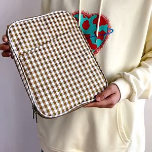 Sleeve Pouch Sarung Tas Bag Case Ipad Tab Tablet Macbook Air Pro Laptop Asus Acer Lenovo HP Huawei 11 12 13 14 15 inch Motif Kotak Kotak Warna Hitam Black Hijau Green Pink Cute Murah Korean Model