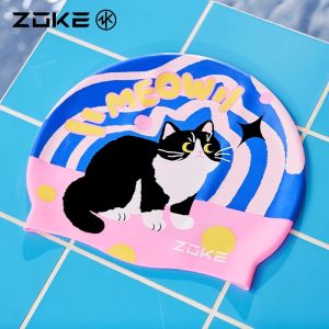 Zoke Swimming Cap Kids Boys Girls Silicone Watersport Hat High Elastic Cartoon Swim Hats