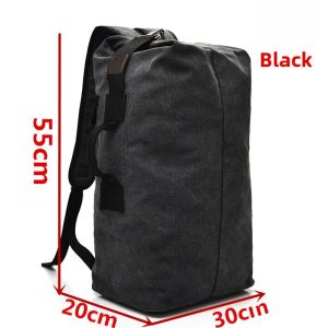 Large Capacity Canvas Mens Backpack Bucket Bag Outdoor Climbing Travel Bag Sports Bag Water-Resistant Street Style Shoulder Bag