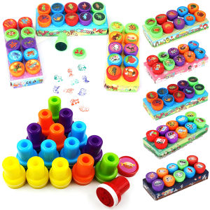 10Pcs Mix Cute Cartoon Stamps Boxed Assorted Seals Set DIY Painting Decoration Stationery Supplies Teacher Reward Prize Gift ZYF