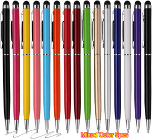 Touchscreen Stylus Compatible with Mobile Phones Tablets Kindle and Black Ink Ballpoint Pen -2-in-1 Stylist Pen Suitable