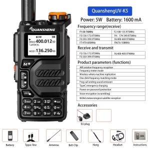 QuanshengUVK5walkie Talkiefull Bandaviation Band Hand Held Outdoor Automaticone Buttonfrequency Matching Go on Road Trip