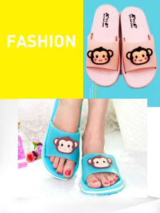 Korean Style Indoor Home Slippers Womens High Elastic Summer Cartoon Monkey Candy Pink Couple Cute Internet Famous Girl
