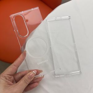 Samsung | Transparent For Magsafe Phone Case For Samsung Galaxy ZFold 8 7 Z Flip 7 6 5 Slim Clear Hard PC Magnetic Shockproof Back Cover