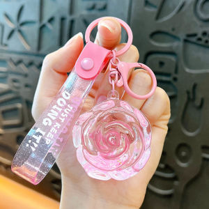 Acrylic Zodiac Rabbit Car Keychain Womens Cute Creative Bag Pendant Keychain Circle Cartoon Series Crystal Rabbit Keychain