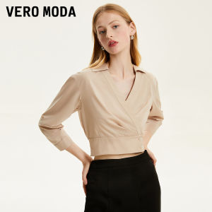 Vero Moda | Áo Nữ Elegance V-Neck 3/4 Tay Accentuating Waist Ngắn