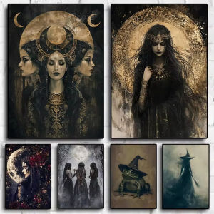 BILIBILI | Oil Painting By Numbers Kits Dark Gothic Witch Number Drawing Canvas DIY Pictures By Numbers Home Decor