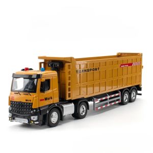 1: 24 Extended Trailer Container Car Dump Truck Alloy Diecast Model Toys Oil Tanker Trucks Doors Opened Sound Light Toy Kid Gift