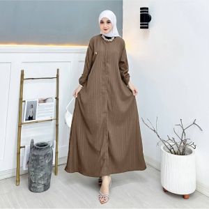 Elvira Dress Ladycrush Resleting Depan Busui Tangan Wudhu Friendly Tali Samping