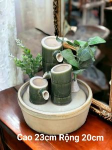 Đài phun nước- Thác Nước Quả Cầu phong thủy gốm sứ Bát tràng