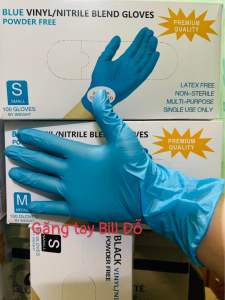 Găng Tay Vinyl/Nitrile Xanh (Hộp 100 Cái) Size S/M Nội Địa Trung Dùng Trong Xăm Hình Thẩm Mỹ Thực Phẩm