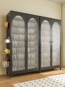 Modern Minimalist Steel Shoe Cabinet Integrated Entrance Hall Storage Rack Home Use Doorstep Utility Cabinet Adjustable Shelves