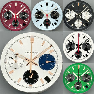 29.6MM Panda Dial with 6-Pin Pointer VK63 Quartz Movement Green Luminous Watch Accessories