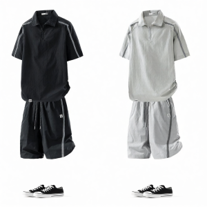 izzue | Summer Lightweight Ice Silk Short Sleeve and Shorts Set