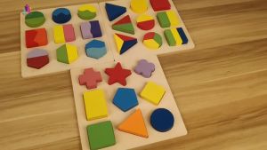 LAKOE Puzzle kayu edukasi anak Jigsaw Puzzle geometri wooden toys