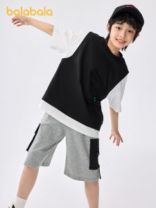 balabala Boys Short Sleeve Set Summer Two-Piece Outfit Casual Layered Style 2025