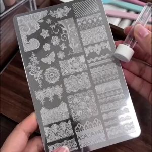 1 Chiếc Pháp Ren Hoa Bướm Vintage Mandala Hoa Móng Tay Nghệ Thuật Dập Tấm Thép Không Gỉ DIY Cưới Làm Móng Tay In Hình Dụng Cụ