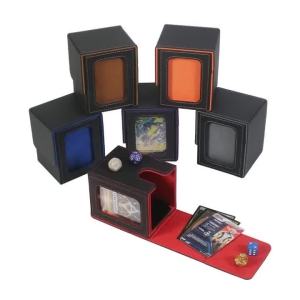 Holds 100+ Trading Card Deck Box for MTG Commander Display with 2 Dividers Game Sports Card Storage Box PU Magnet Deck Case