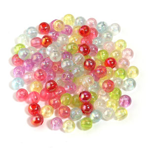 20-300pcs 6 8 10 12 14 16mm Plated Color Acrylic Beads Random Mixed Color Round Loose Beads For Jewelry Making Bracelet Necklace