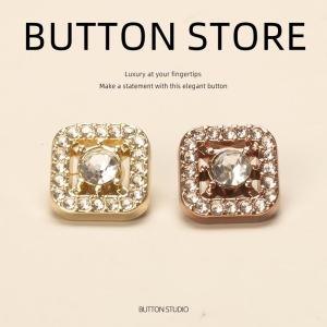 Nút Kim Loại Vuông Đính Kim Cương Phụ Kiện Quần Áo Nút Học Viện Phụ Kiện Đính Kim Cương Nút Quần Áo Nút Trang Trí