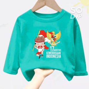 Kaos Atasan lengan panjang anak Cewek/Cowok usia 1-12 tahun Bocil Merdeka