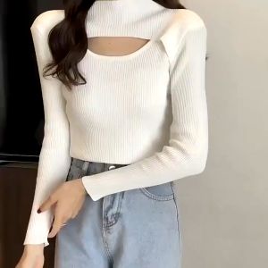 ÁO LEN CỔ CAO KHOÉT NGỰC dài tay chất liêu len co giãn ôm thoải mái dành cho bạn NỮ