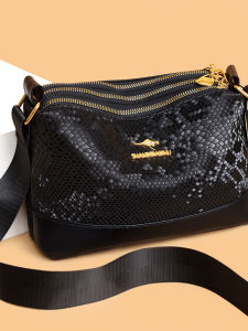 High-End Soft Leather Three-Layer Ladies Crossbody Bag Casual Single Shoulder Bag for Middle-Aged Mothers Trendy Womens Bag