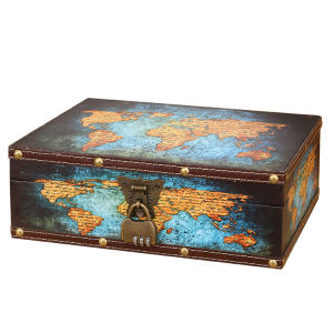 GUSHIFU | Vintage Leather Wood Lockable Document Storage Box