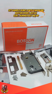 Set Handle Kunci Pintu Medium/Tanggung 20cm BOSTON Model KOTAK / Handle Pintu Rumah BOSTON Stainless Steel Gagang Kotak Minimalis