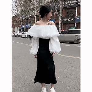 French Style White Fashion Shoulder Bared One-Shoulder Strap Shirt Womens Spring New Slimming Versatile Long Sleeve Shirt