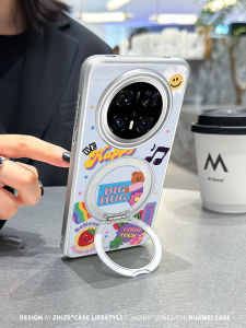 ZHIZE | Fashionable Magnetic Absorption Huawei Mate70 Pro Phone Case Full Cover Cute Cartoon Design Protective Shell For Women With Stand
