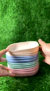 Piring Mangkuk Makan Segi Edelweiss Kecil Mangkuk Sajian Plastik Wheat Straw Kecil Tempat Makan Ceper BPA Free Warna Pastel Cantik Murah Bisa COD