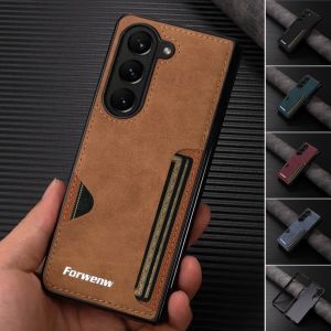 Luxury PU Leather + PC Hold Case for for Samsung Galaxy Z Fold 7 6 5 4 3 5G Fold7 Fold6 Fold5 Card Slot Phone Cover Etui Coque