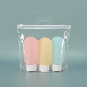 Set 3 Lọ chiết mỹ phẩm Silicon dầu gội du lịch siêu tiện lợi dung tích 60ml kèm túi zip