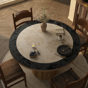 Leather round Table Mat French Style Luxury Sensation Circular Dining Table Cloth PVC Tea Table Pad Ancient Charm Home Textile