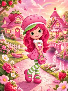 Kayou | Cute S-Strawberry Shortcake Diamond Painting 5D DIY Full Round Square Drill Mosaic Embroidery Wall Decor Gift
