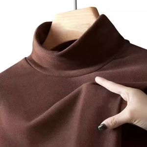 Warm Thermal Long Sleeve Half High Collar Mens T-Shirt Fashionable Base Layer Shirt for Autumn Winter Wear Resistant Stainproof